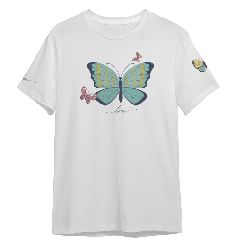 تی شرت آستین کوتاه زنانه مدل پروانه عشق...